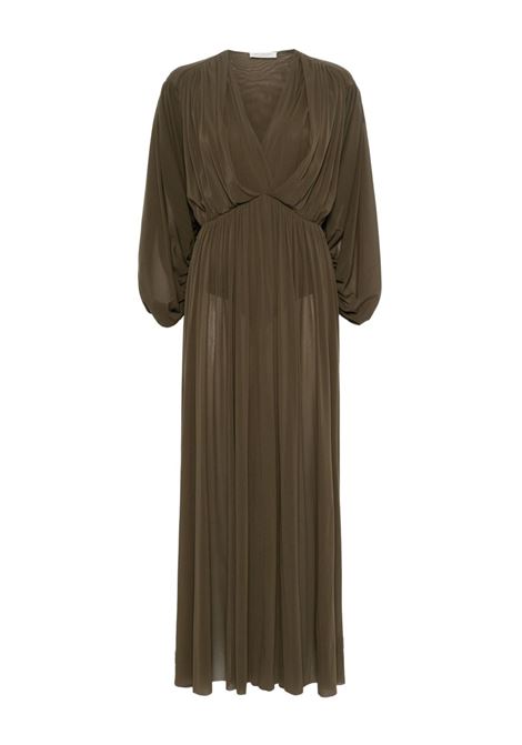 Abito lungo con scollo a V in verde oliva Philosophy Di Lorenzo Serafini - donna PHILOSOPHY DI LORENZO SERAFINI | 043321180092